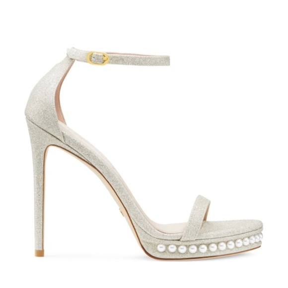 Stuart Weitzman Nudistdisco Pearl Platform Sandals 10 - Picture 1 of 16